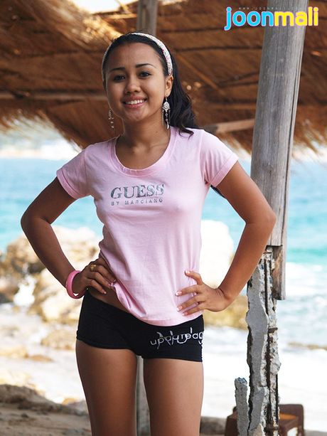 Tight Thai Joon uses hands to cover her exposed small boobs