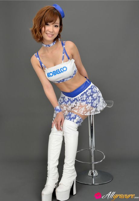 Hot Ichika Nishimura smiles posing on the cam in sexy uniform