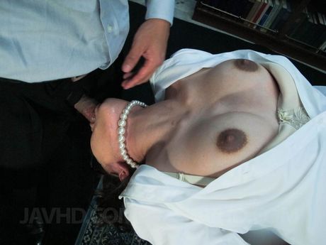 Ibuki Asian shows naughty ass under skirt and sucks hard penis