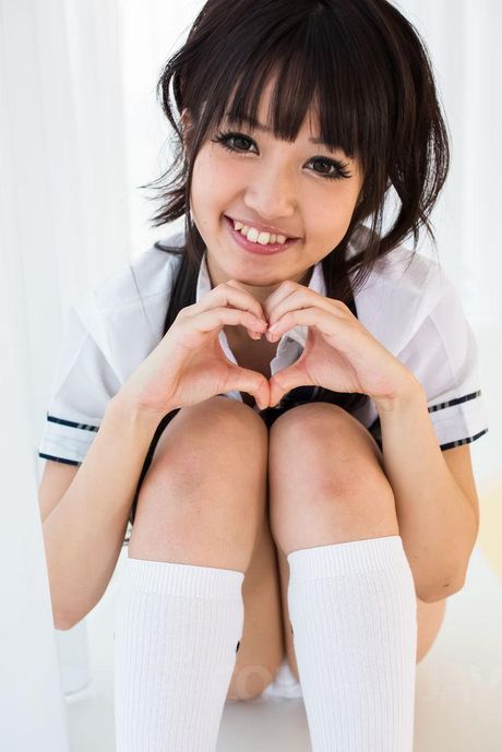 Kotomi Asian doll in uniform shirt shows she loves to suck cock