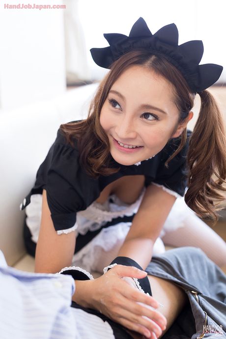 Cute maid Uika Hoshikawas handjob