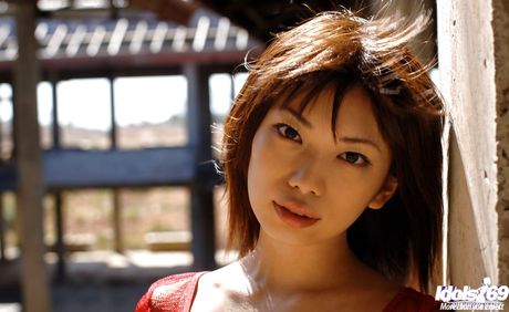 Amazing japanese cutie Hikari Hino in hot fancy skirt outdoor